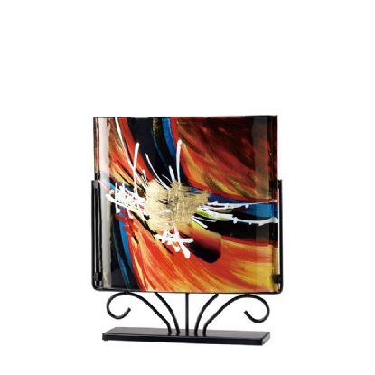 IL70206  Nexus Glass Art Vase Square With Stand